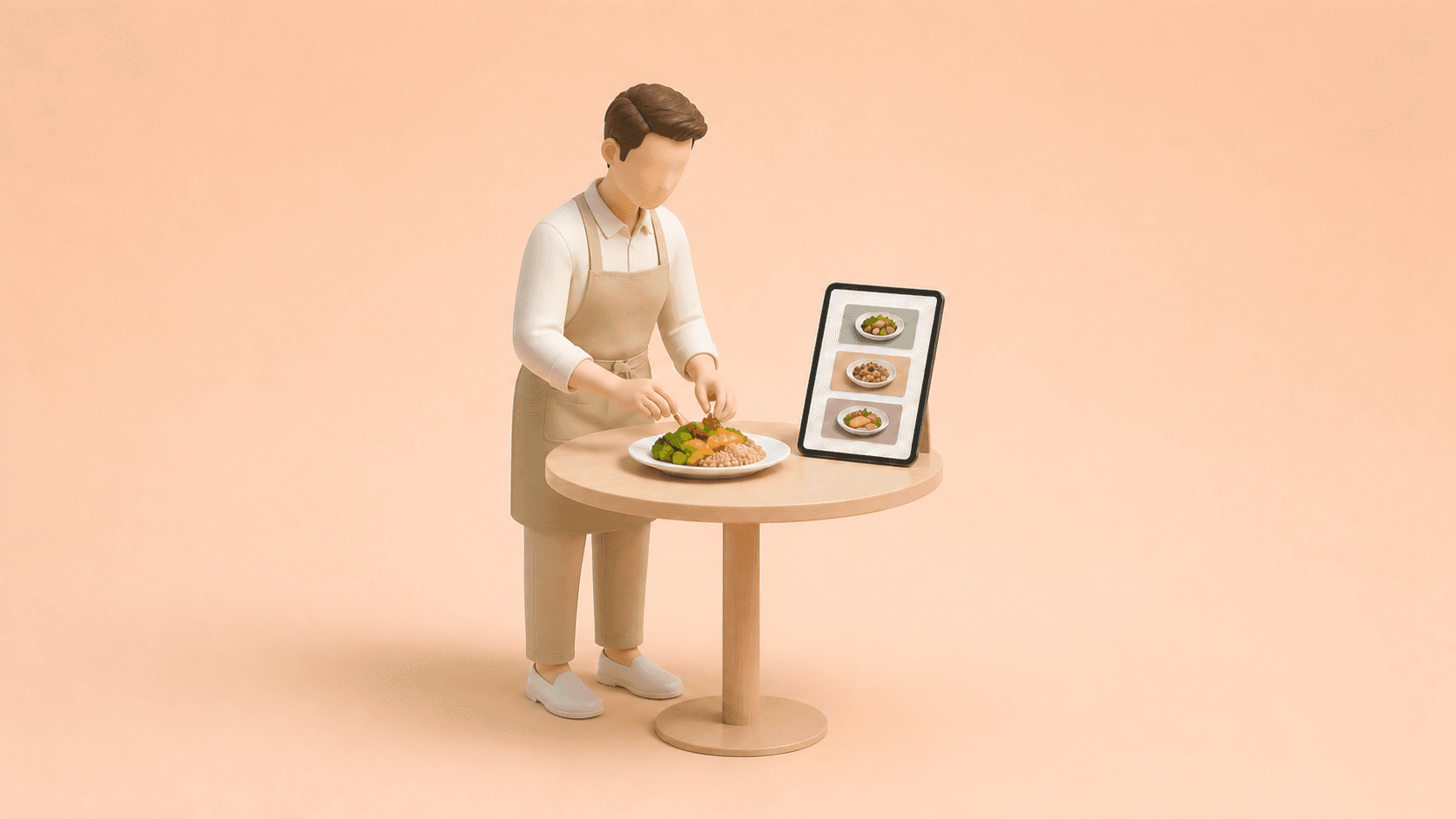 Dietist som skapar en måltid med stöd av Foodme